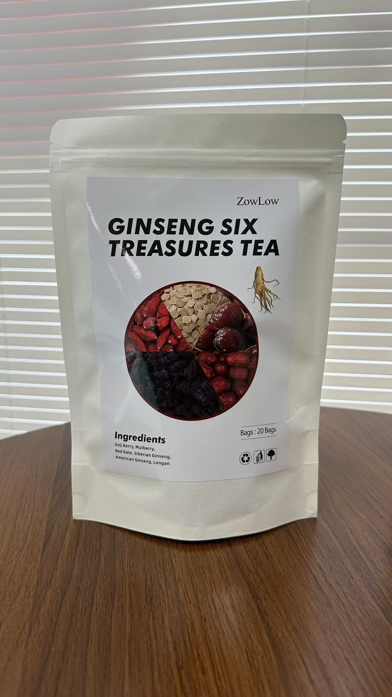 Six Treasures Tea with Ginseng & Wolfberry, Mild Nourishing Drink