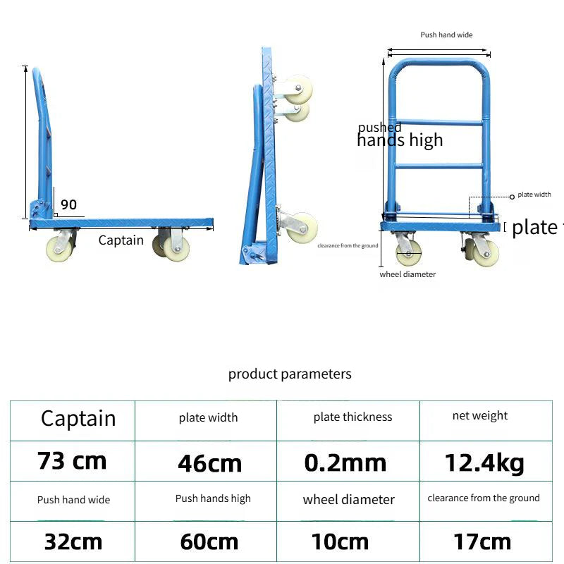 A foldable trolley with a load capacity of 300 kilograms