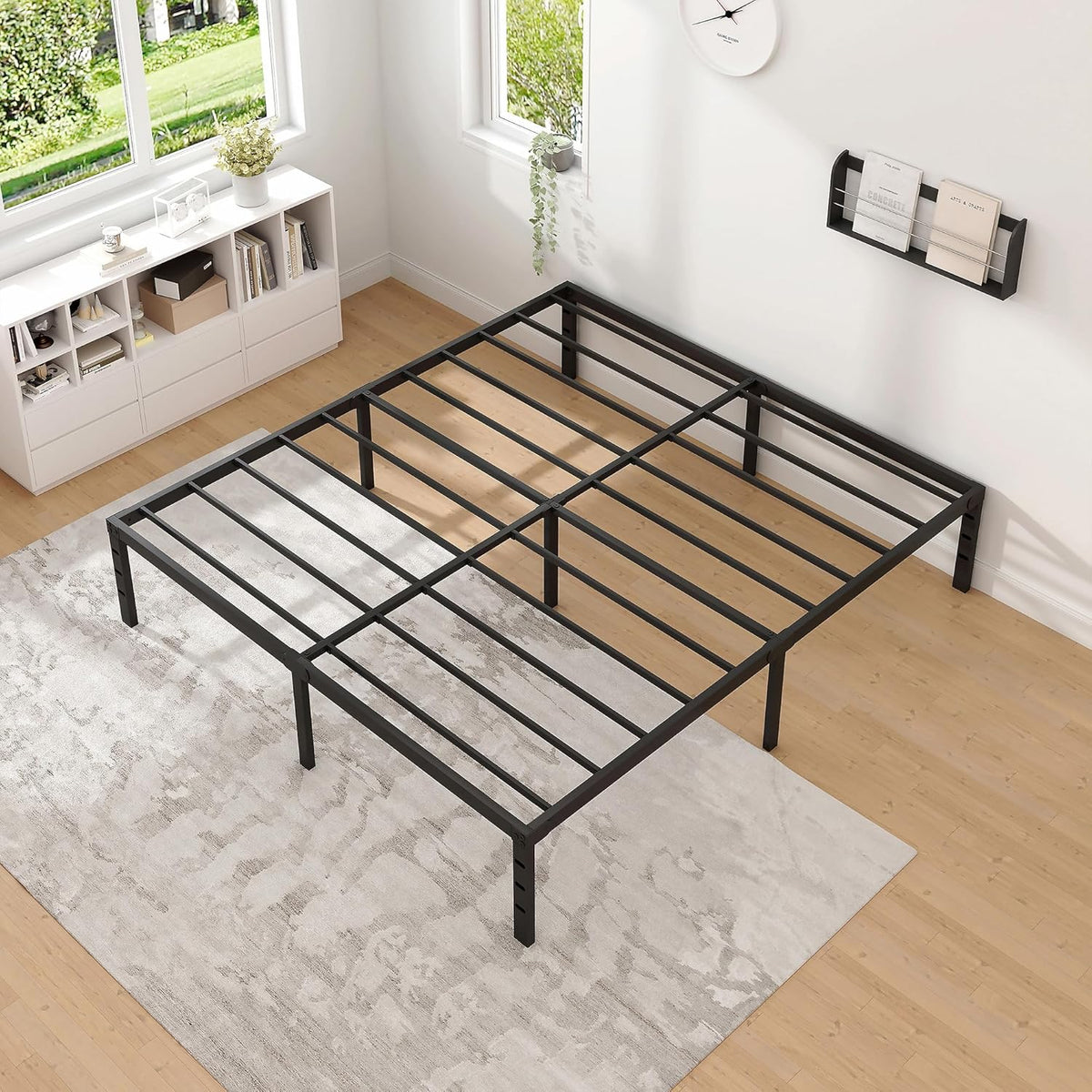 Thickened Reinforced Wrought Iron Bed, 1.8m Home Double Bed, Stainless Steel Iron Frame Single Bed
