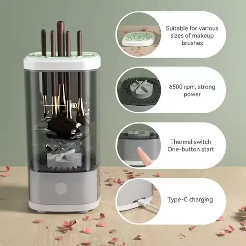 Portable automatic USB electric makeup brush cleaning machine, beauty makeup brush set, blush brush, full-size dryer