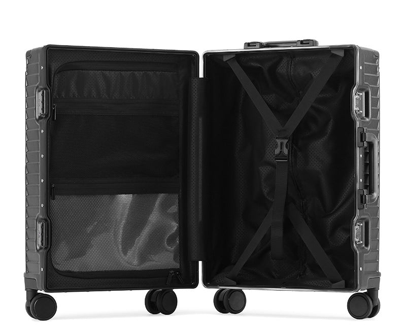 24-Inch Large Capacity Travel Aluminum Frame Luggage: Multi-Functional Durable Suitcase for Business & Leisure Travelers