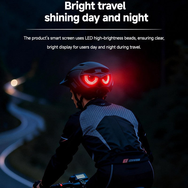 Unisex Bike Helmet, LED Demon Eye Warning Light, Night Riding Safety Helmet
