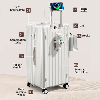 ABS PC Smart Suitcase Set multi-functional unisex stylish suitcase cup holder TAS lock