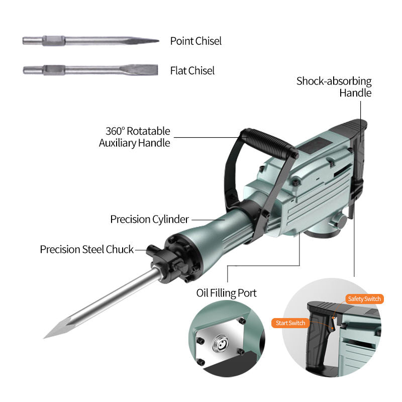Electric pick high power dual purpose electric hammer electric pick impact drill industrial grade mining concrete road crushing
