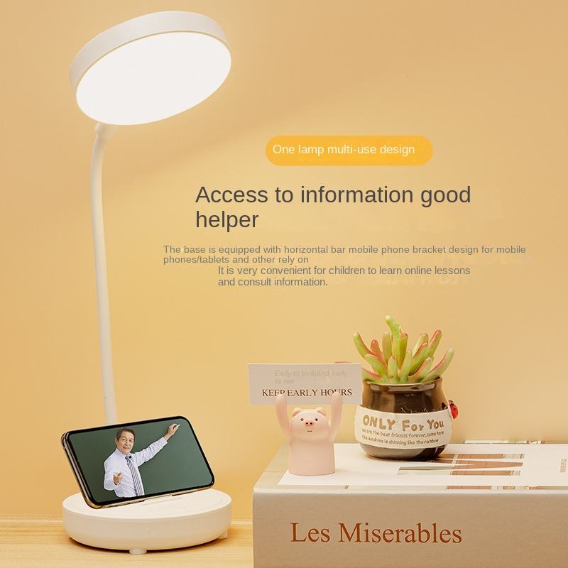 Rechargeable USB Desk Lamp Rechargeable Reading Bed Night Light LED 3-Tone Bedside Table Learning Eye Protection Lamp