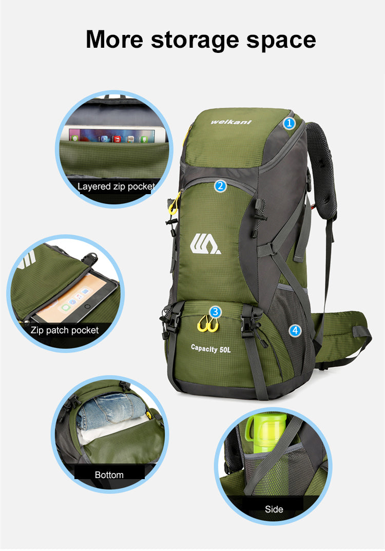 High Capacity Multifunctional Hiking Backpack Men Outdoor Sport Travel Backpack Bag Women 50L Hiking Climbing Fishing Backpack