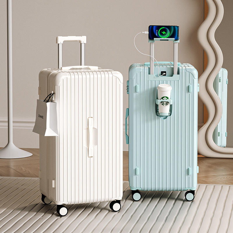 ABS PC Smart Suitcase Set multi-functional unisex stylish suitcase cup holder TAS lock