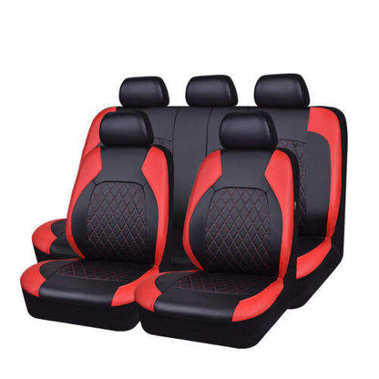 Deluxe All-Season Quilted Faux Leather Car Seat Covers - Comfy Sponge-Padding, Universal Fit for 5 Seat