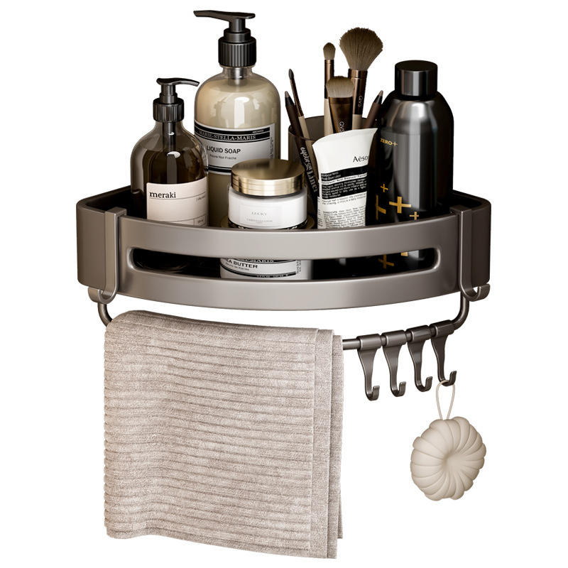 Bathroom storage rack space aluminum triangle wall corner wall mounted punch-free light luxury toilet storage