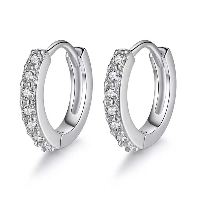 Temperament copper single-sided zircon ear buckle men's high-end niche women's ear ring ins style simple cold style