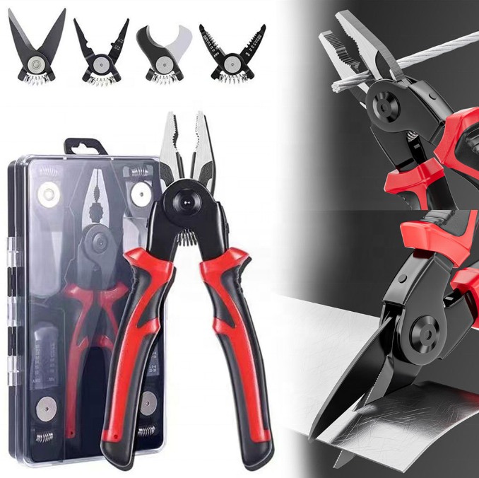Interchangeable head needle-nosed wire pliers wire stripping pliers wire crimping pliers iron shears cable cutting wire network pliers pipe cutting knife set