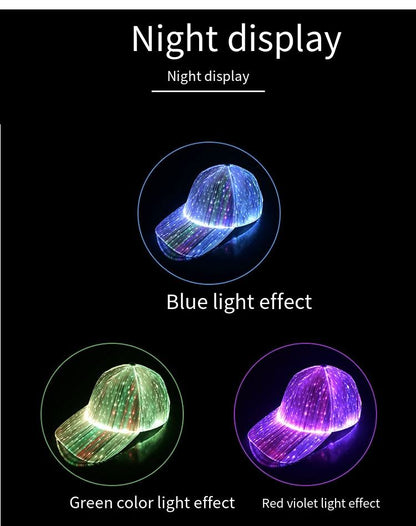 New LED light-up charging baseball cap for men and women, suitable for outdoor, street, shooting and dance events.