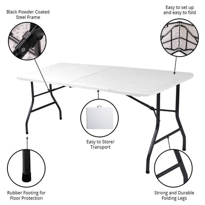 Outdoor plastic folding table, plastic chairs, dining furniture, garden, party, wedding, folding high-quality 6 feet / 8 feet