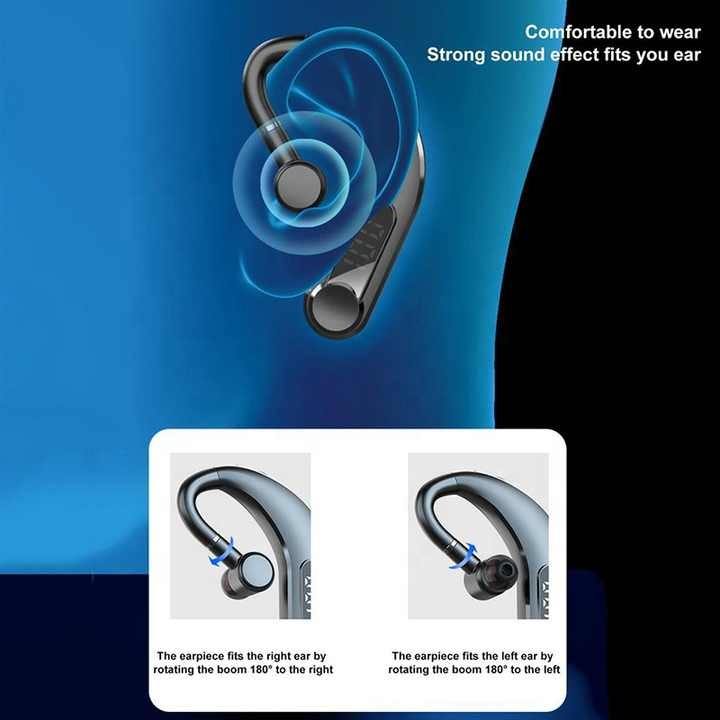 LED Display Single Ear Hook Business Headset 5.3 Wireless Earphone Wireless Handsfree Sports Headphone with Mic M22