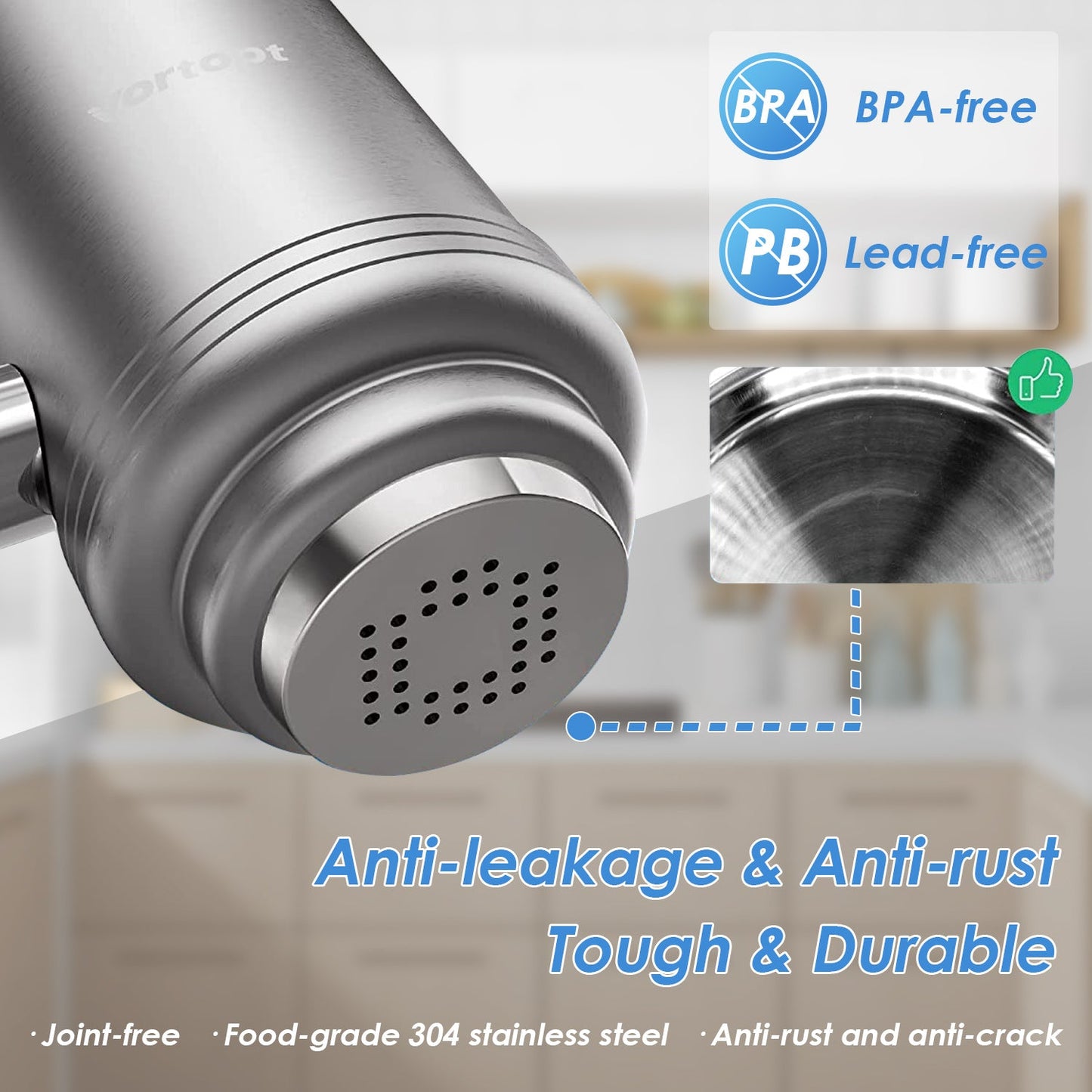Food grade 304 stainless steel filter household activated carbon tap water purifier adsorbs residual chlorine durable