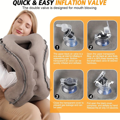 Comfortable Inflatable Travel Neck Pillow - For Airplane, Home Use