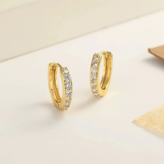 Temperament copper single-sided zircon ear buckle men's high-end niche women's ear ring ins style simple cold style