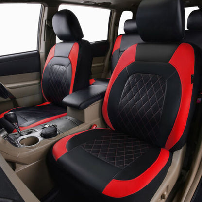Deluxe All-Season Quilted Faux Leather Car Seat Covers - Comfy Sponge-Padding, Universal Fit for 5 Seat