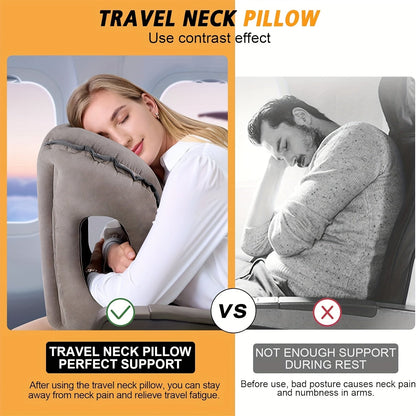 Comfortable Inflatable Travel Neck Pillow - For Airplane, Home Use