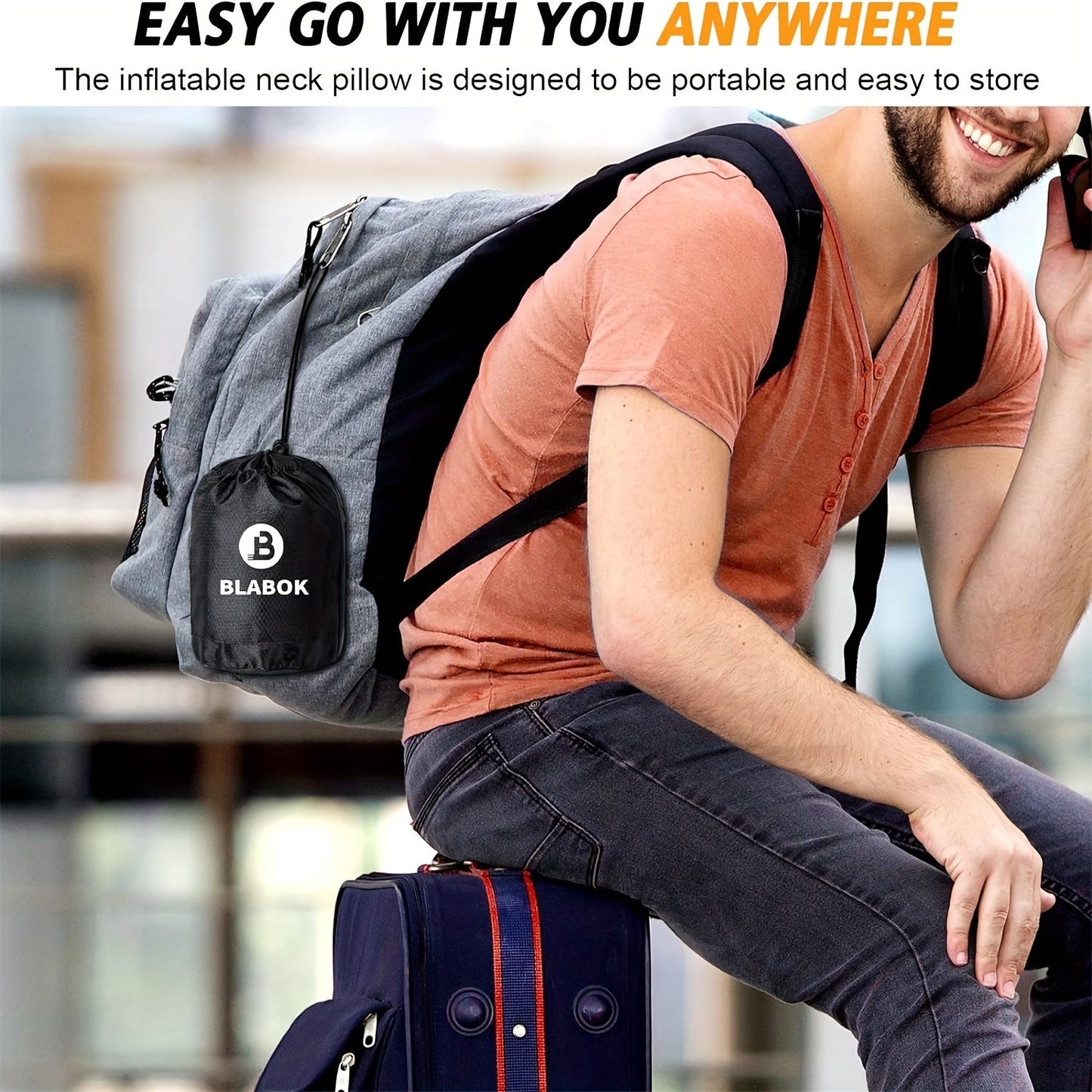 Comfortable Inflatable Travel Neck Pillow - For Airplane, Home Use