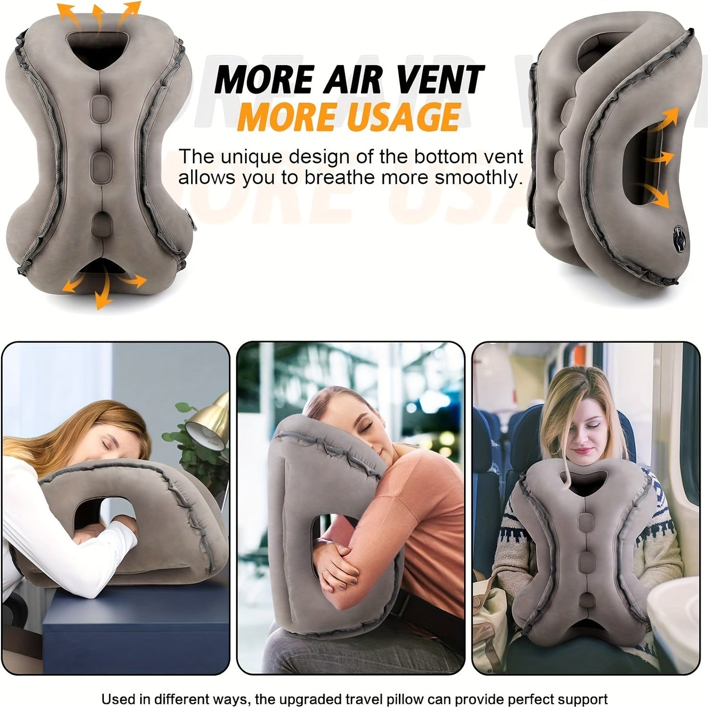 Comfortable Inflatable Travel Neck Pillow - For Airplane, Home Use