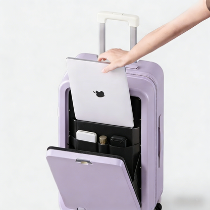 Open-Top Aluminum Frame Carry-On in Purple: New 24" Business Luggage with Wide Handle