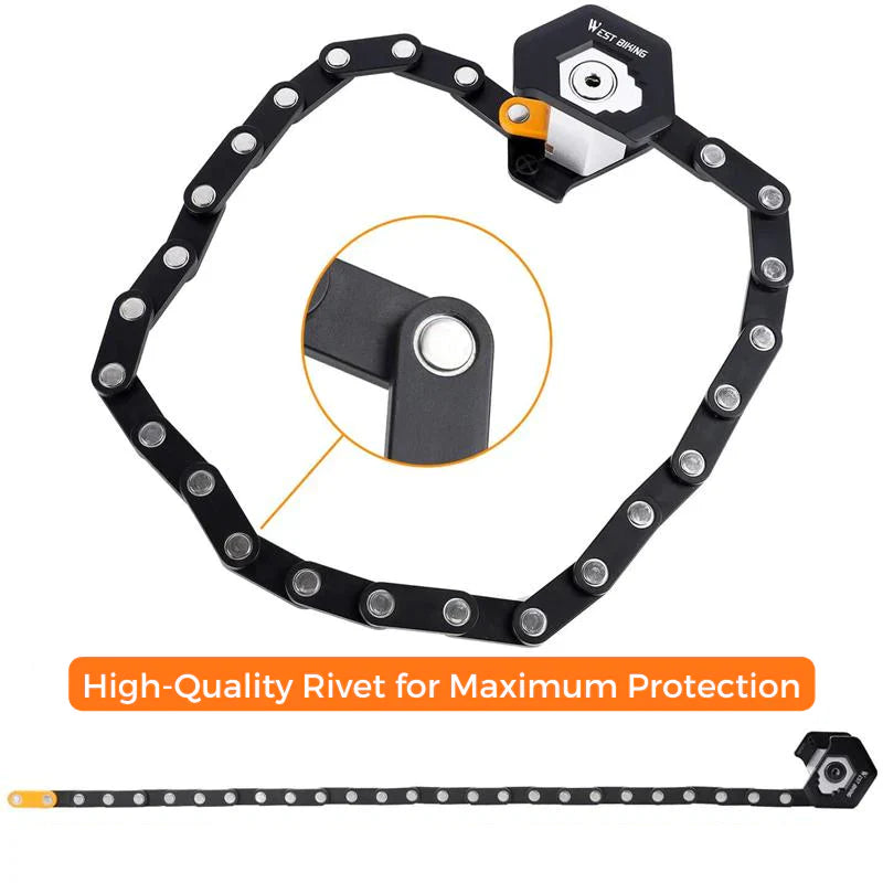 Foldable Bike Lock with Keys - Anti-Theft Alloy U-Lock and Chain