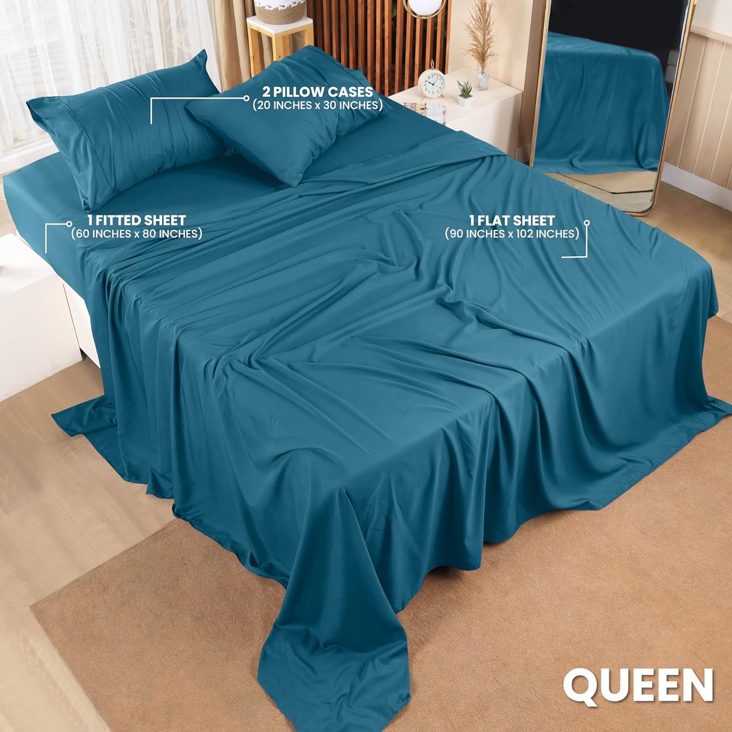 Utopia Bedding Queen Bed Sheets Set - 4 Piece Bedding - Brushed Microfiber - Shrinkage and Fade Resistant - Easy Care (Queen, Beige)