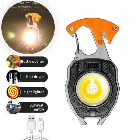 multifunction mini Keychain flashlight With Lighter,Bottle Opener,Cutter,Screwdriver