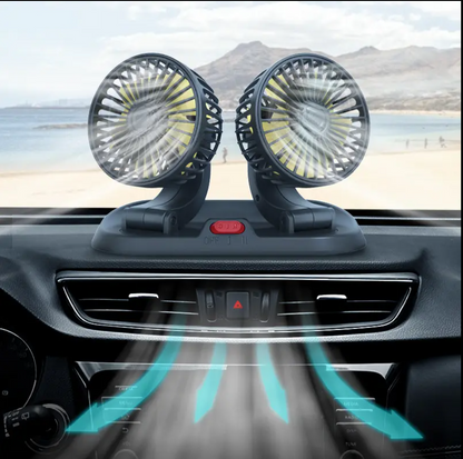 Cigarette Charge USB Charge Adjustable 360 Degree Rotating  Double Head Car air Cooling Fan