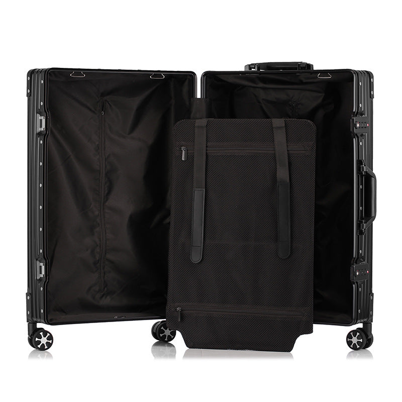20-inch trendy retro suitcase with silent, multi-directional wheels.
