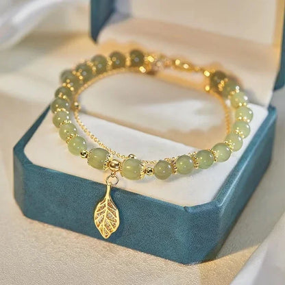 🔥Last day 48% OFF "golden branches and jade leaves"Lucky Wada Jade gold leaf bracelet