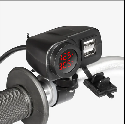 Digital Display Charger for Motorcycle Dual USB Waterproof Belt Switch