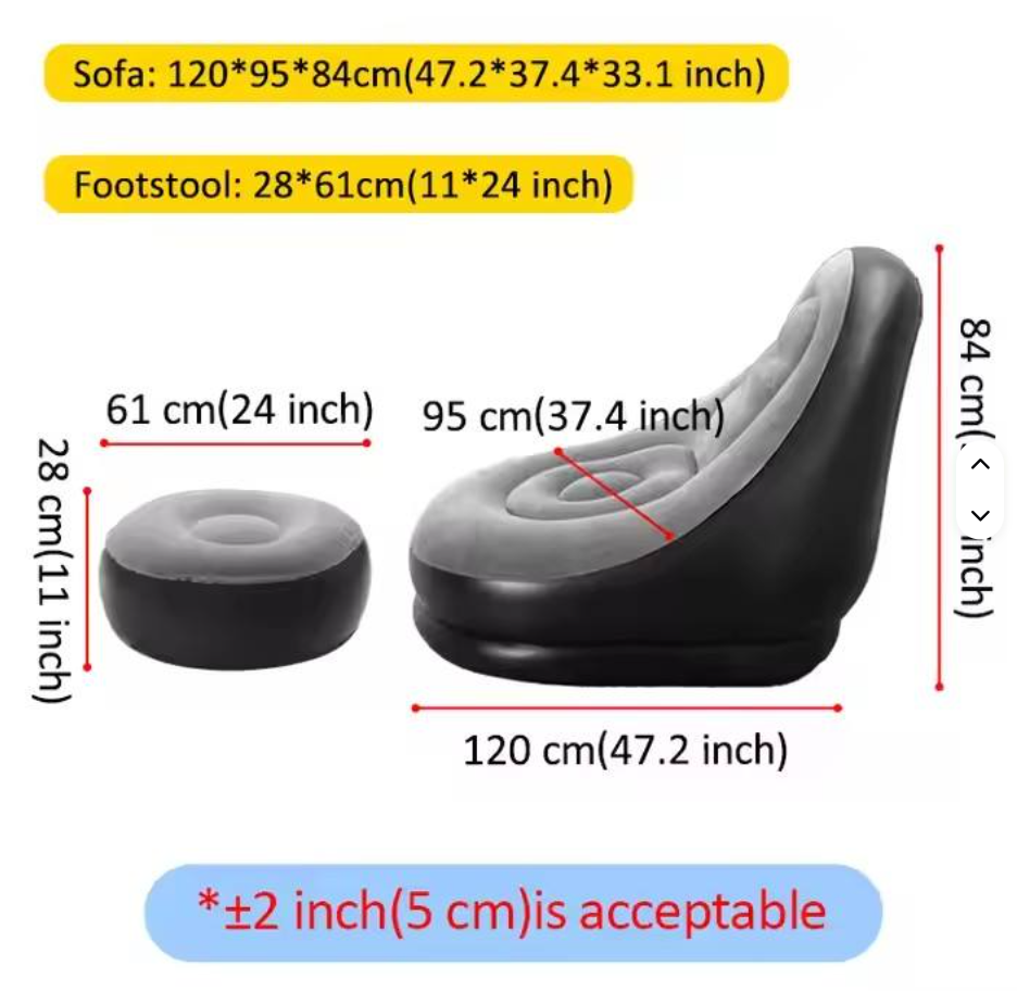 Sofa Set Furniture Living Room New Inflatable + Foot Pump Pvc Flocking Recliner Sofa Chair Recliner Sofa Living Room Chair