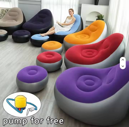 Sofa Set Furniture Living Room New Inflatable + Foot Pump Pvc Flocking Recliner Sofa Chair Recliner Sofa Living Room Chair