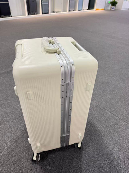 Wide-Handle Aluminum Frame Suitcase: Large, Durable with Silent Wheels & Lock | For Students & Business Travelers