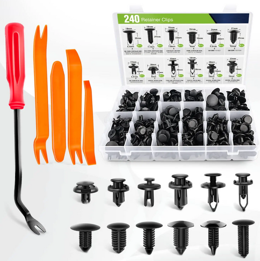 Car Retainer Clips Plastic Fasten 240pcs Bumper Trim Clips Universal Nissan Plastic Clips Automotive Door Rivets with Tools