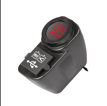 Digital Display Charger for Motorcycle Dual USB Waterproof Belt Switch