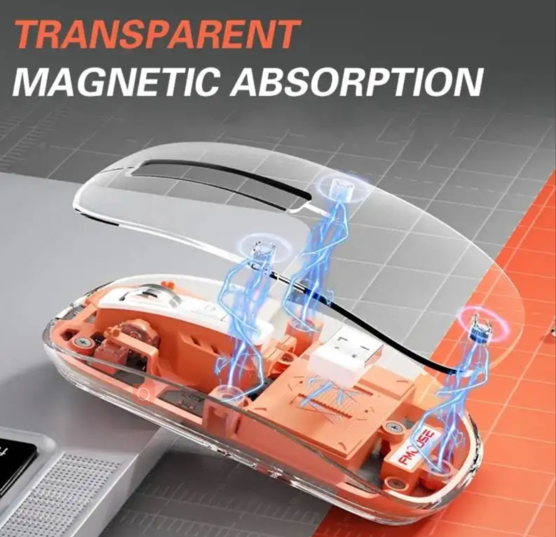 Wireless  fashion transparent mouse usb rechargeable mouse
