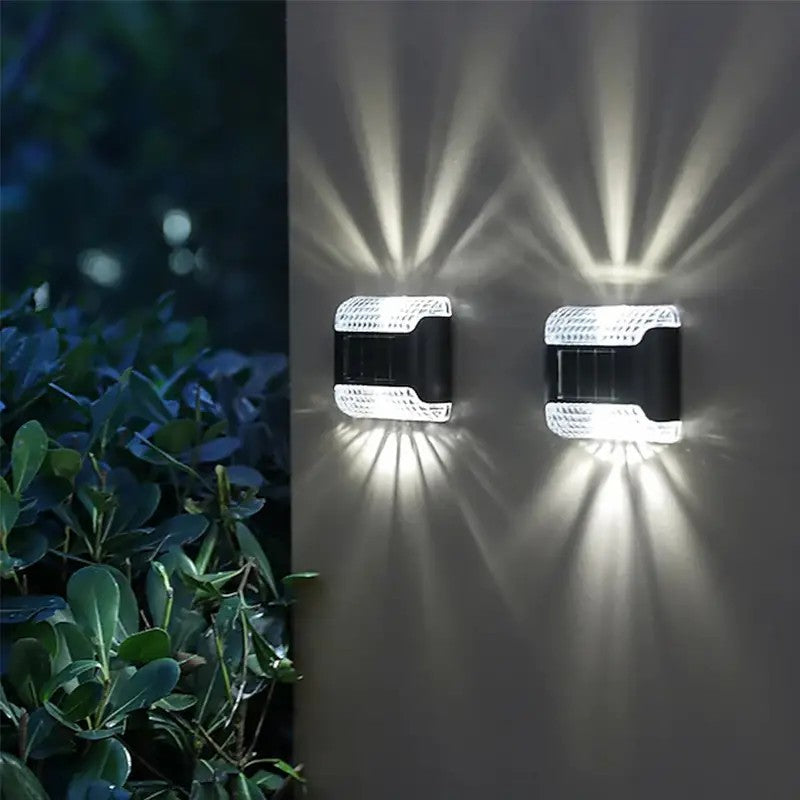 4 PCS LED Solar Wall Lights Outdoor Waterproof Automatic Sensor  and  House Courtyard Landscape Fence Balcony Decor Lamp