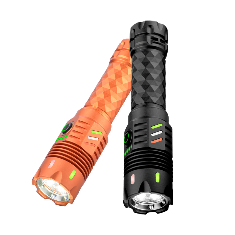 High-Intensity Tactical Flashlight: Max 6000Lm, 55W LED, IPX7 Waterproof, Long-Throw for Camping & Emergencies
