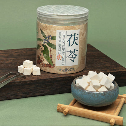 250g Whole Cut Poria Cocos — Handcrafted Dried Herbal Cubes for Tea Infusion, Supports Spleen Health & Relaxation