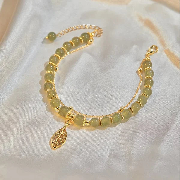 🔥Last day 48% OFF "golden branches and jade leaves"Lucky Wada Jade gold leaf bracelet