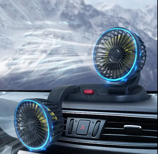 Cigarette Charge USB Charge Adjustable 360 Degree Rotating  Double Head Car air Cooling Fan