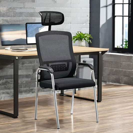 4-Leg Fixed Plastic Office Chair — Simple Task Chair for Conference, Computer & Casual Staff Use