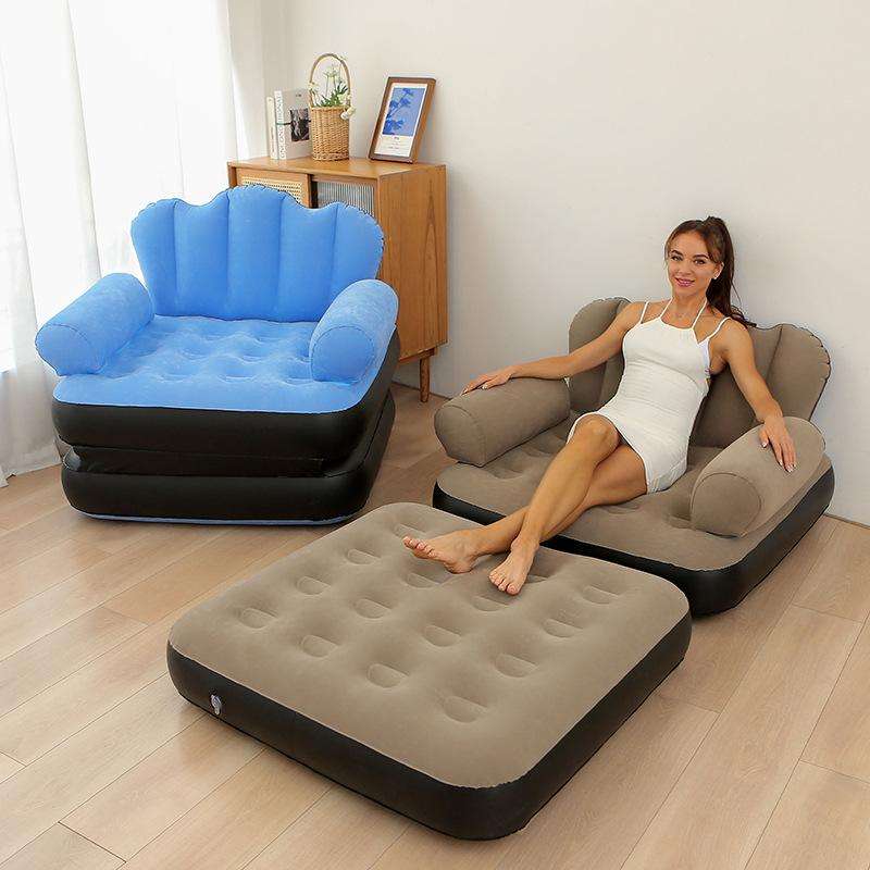 Multifunctional five-in-one inflatable sofa outdoor adult lazy sofa inflatable bed convenient foldable recliner