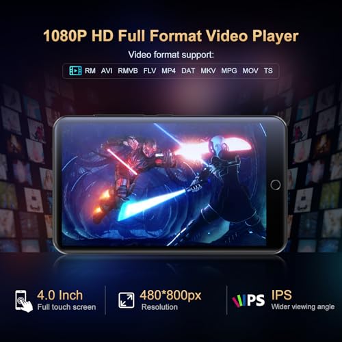 Full‑Touch‑Screen MP4 Walkman, Bluetooth MP3 Player, Slim & Portable, Multi‑Format Lossless Audio Device