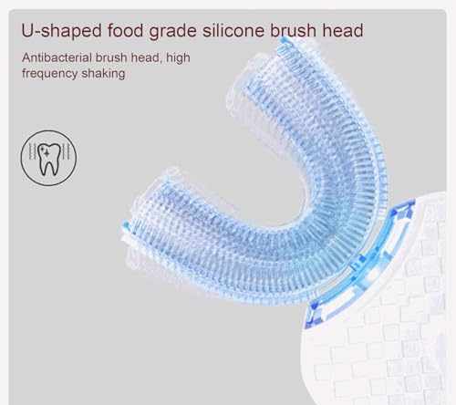 U Shaped Electric Toothbrush, Silicone Brush Head Toothbrush for Teeth Whitening Cleaning, Oral Care Toothbrush for Adult,B
