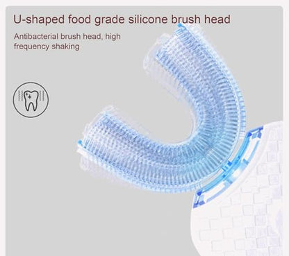 U Shaped Electric Toothbrush, Silicone Brush Head Toothbrush for Teeth Whitening Cleaning, Oral Care Toothbrush for Adult,B