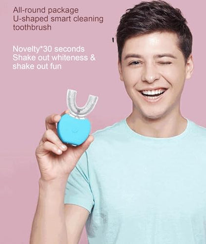 U Shaped Electric Toothbrush, Silicone Brush Head Toothbrush for Teeth Whitening Cleaning, Oral Care Toothbrush for Adult,B